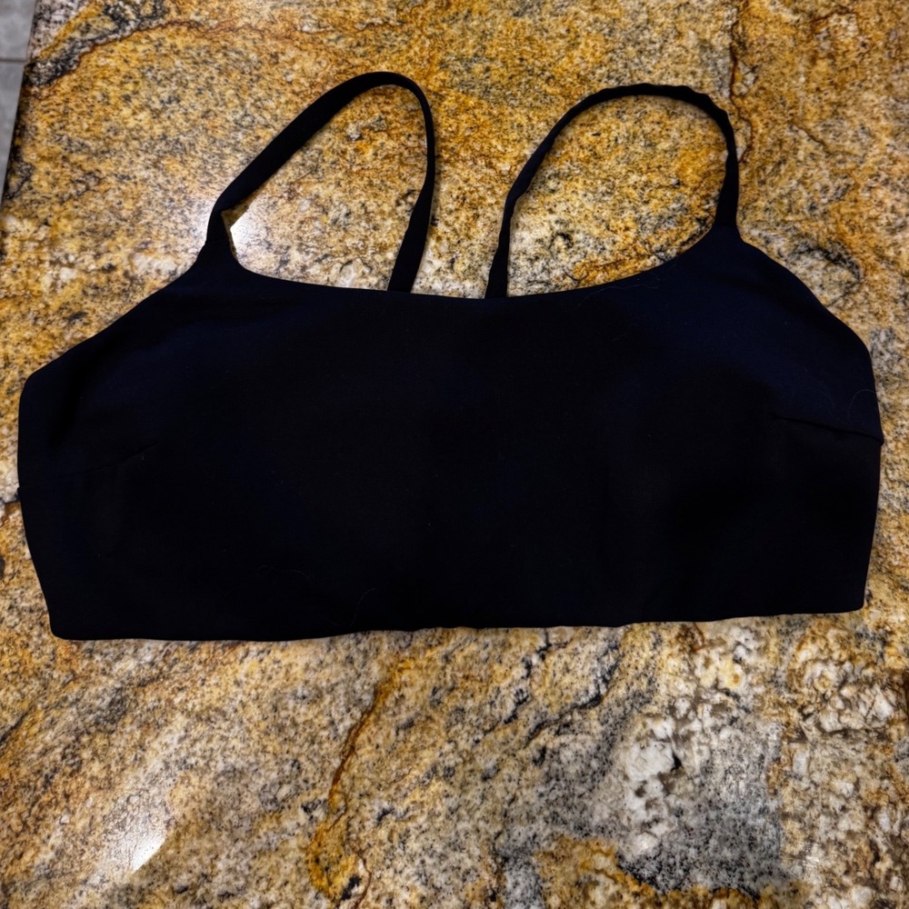 Lululemon Flow Y Bra Nulu Black Size 14 Light Support Yoga Sports Bra LW2DTMS